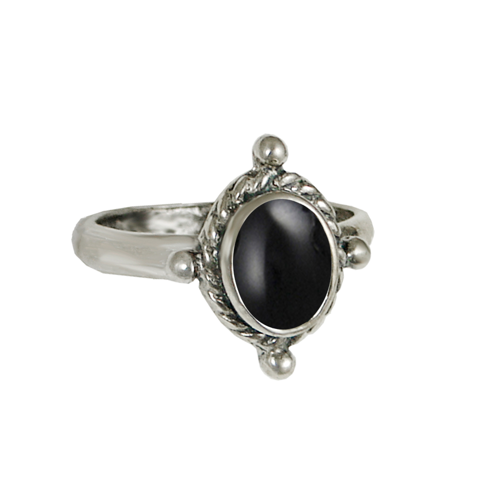 Sterling Silver Ring With Black Onyx Size 5